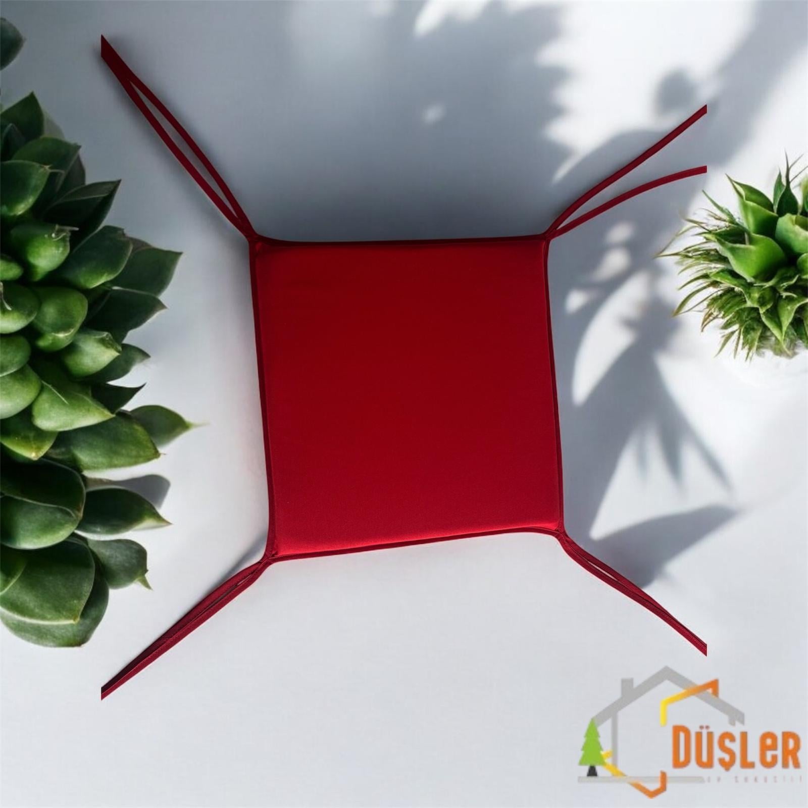 33*33 Kırmızı Tabure Minderi (Bağcıklı, Su ve Leke İtici)