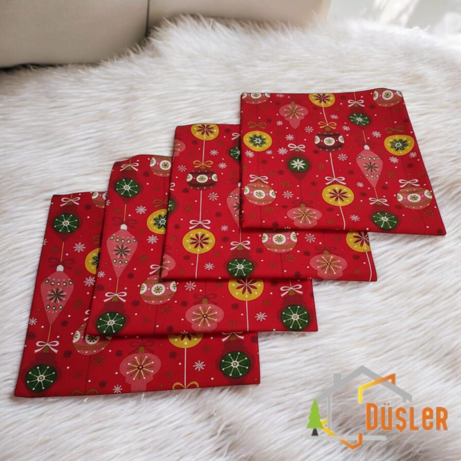 4 Adet Kırmızı Hediye Fiyonk Yeniyıl Yılbaşı Desenli Kırlent Kılıfı,Yılbaşı Temalı Home Kırlent Kılıfı,Dekoratif Yastık Kılıfı 40x40