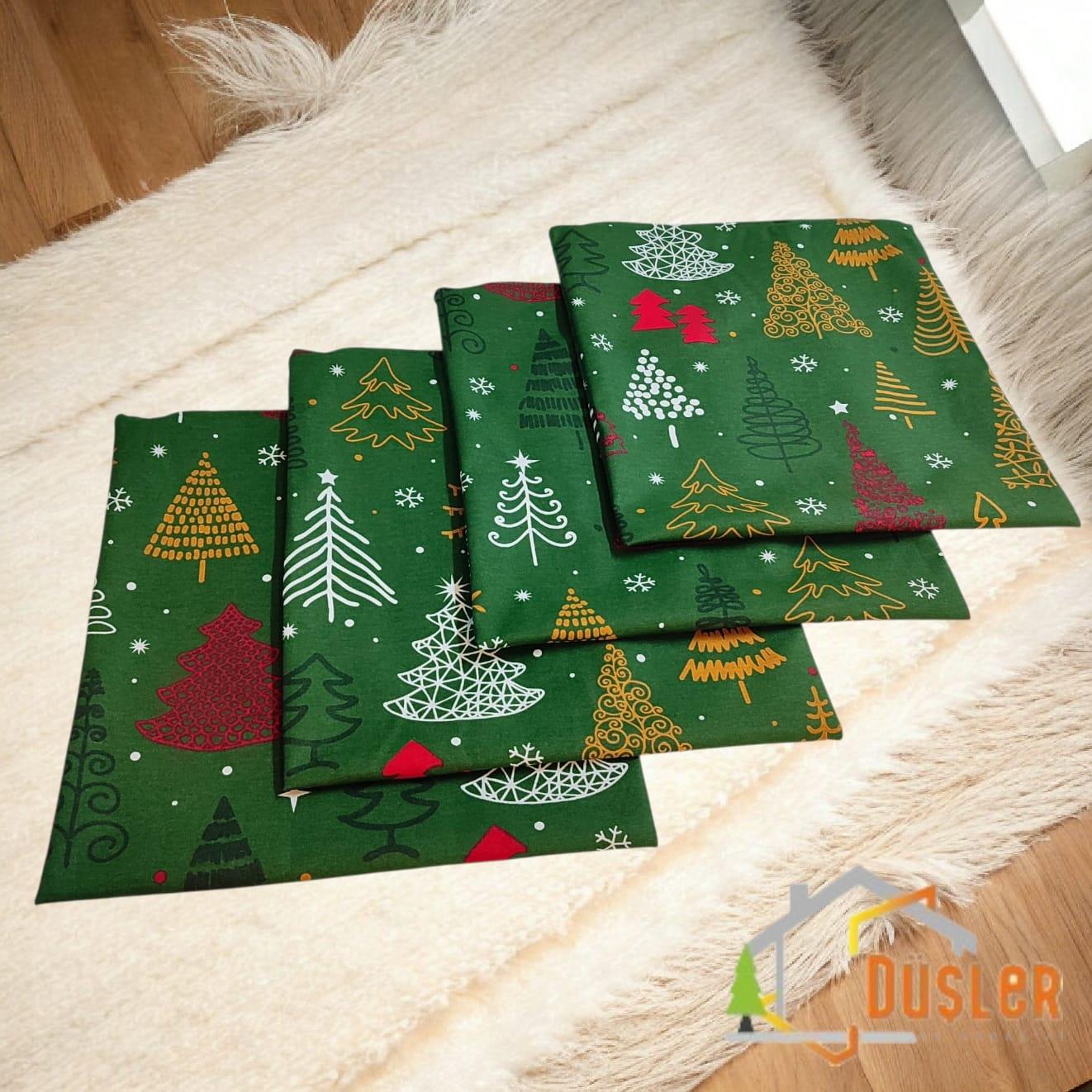 4 Adet Yeşil Çam Dsenli Yeniyıl Yılbaşı Kırlent Kılıfı,Yılbaşı Temalı Home Kırlent Kılıfı,Dekoratif Yastık Kılıfı 40x40