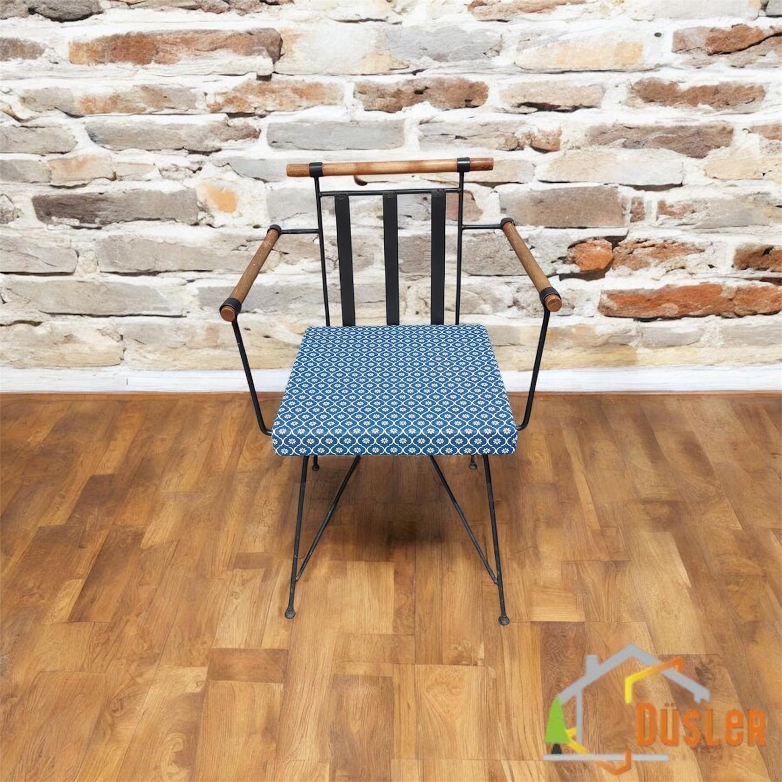 40*40 Duck Kumaş Petrol Mavisi Papatya Desenli 5 Cm lik Sandalye Minderi