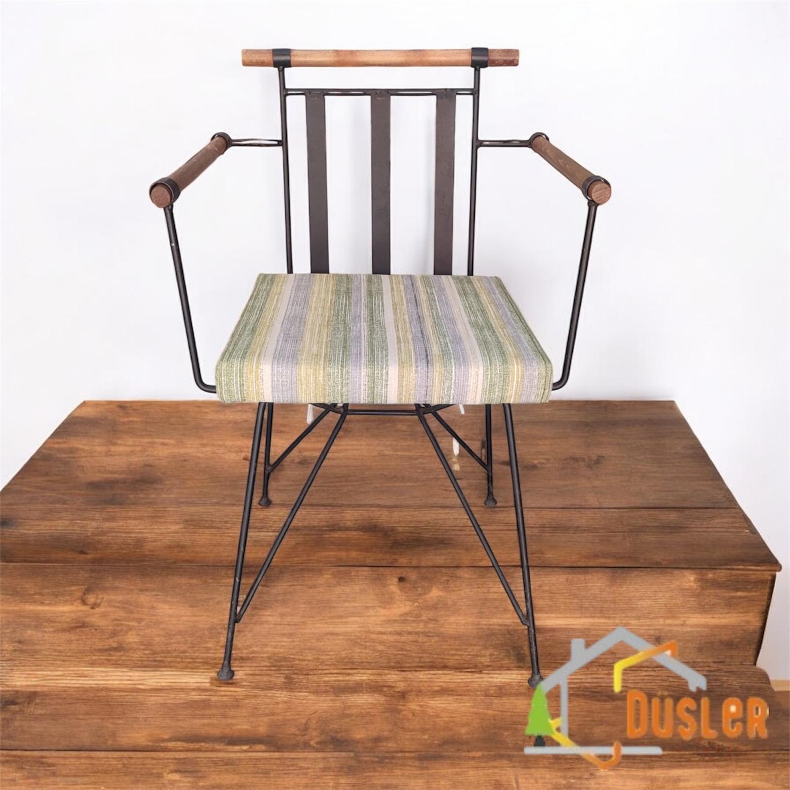 40x40 Sarı Yeşil Çizgili Su ve Leke İtici Fermuarlı Bağcıklı Sandalye Minderi 5 cm