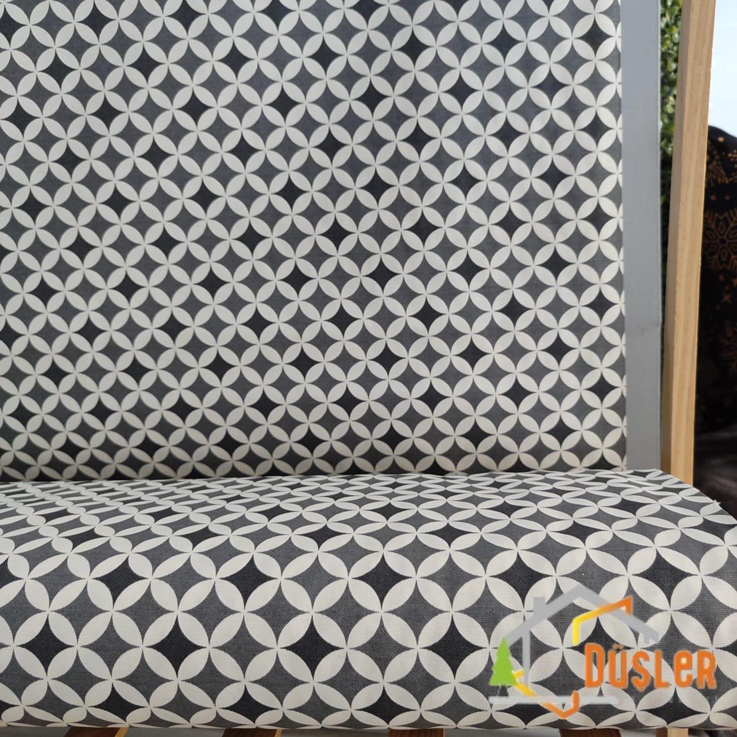 Antrasit Gri Geometrik Desenli Su ve Leke İtici Panama Keteni Küçükçalık Premier Duck Kumaş Bezi 100x180