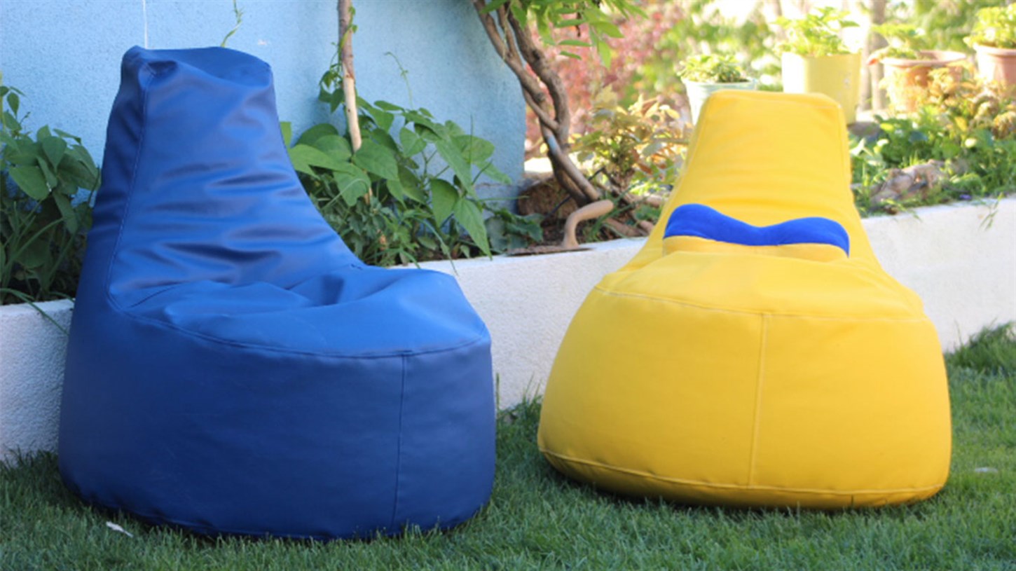 Armut Puf Sarı Lacivert Çift