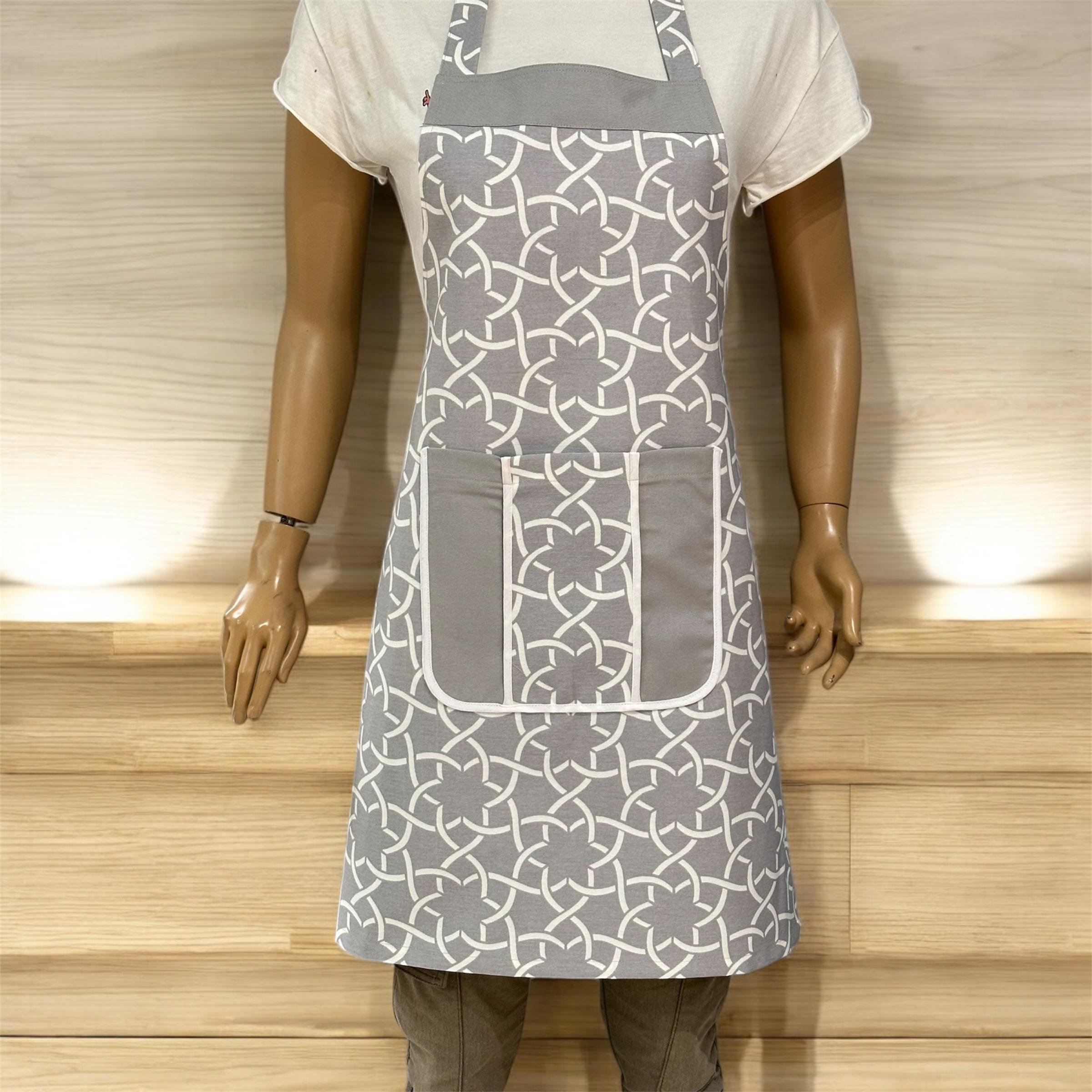 Gri Desenli Cepli Mutfak Önlüğü