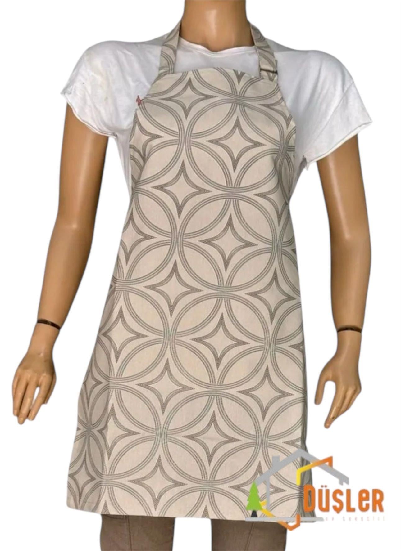 Krem Desenli Mutfak Önlüğü