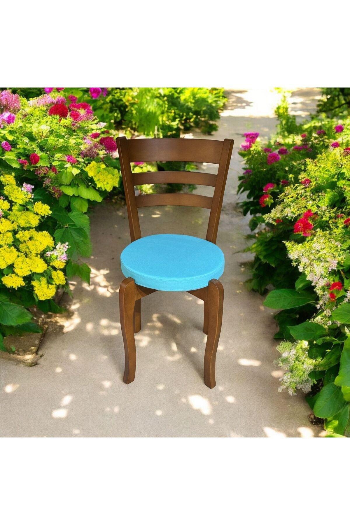 SANDALYE MİNDERİ MAVİ YUVARLAK