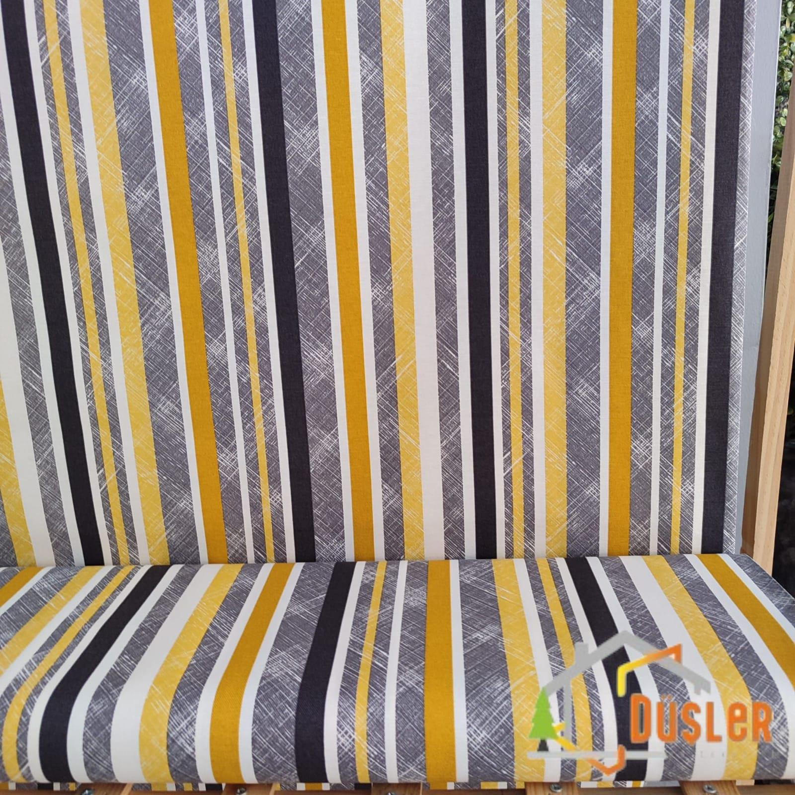 Sarı-Gri Sık Çizgili Desenli Su ve Leke İtici Panama Keteni Küçükçalık Premier Duck Kumaş Bezi 100x180