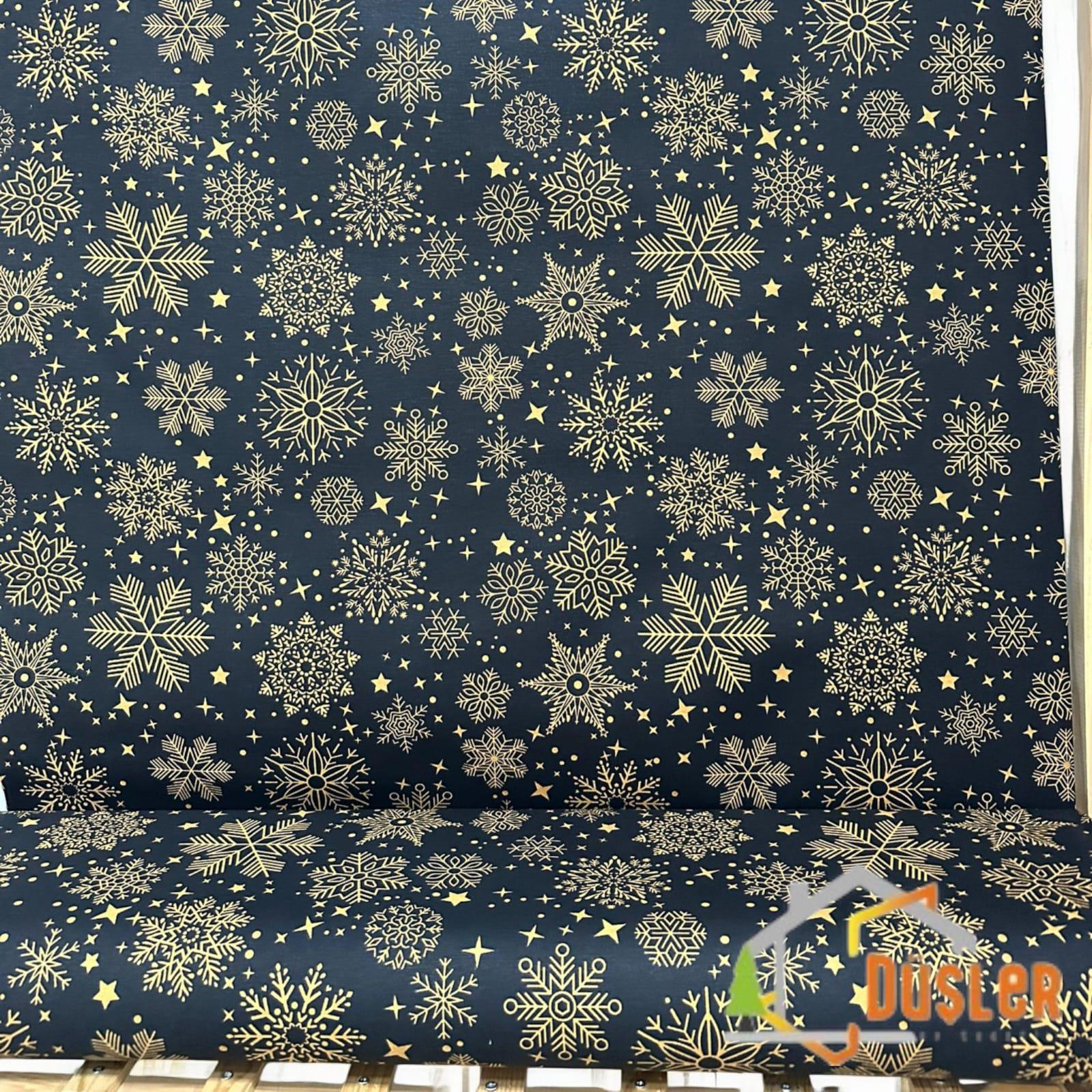 Siyah Snowy Kar Tanesi Desenli Su ve Leke İtici Panama Keteni Küçükçalık Premier Duck Kumaş Bezi 100x180