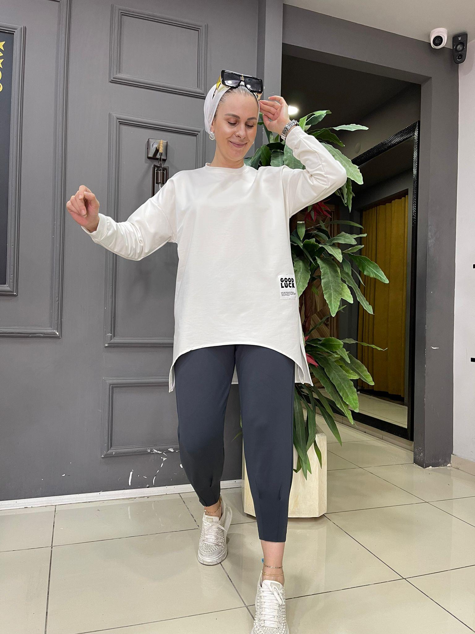 Asimetrik Sweat Beyaz