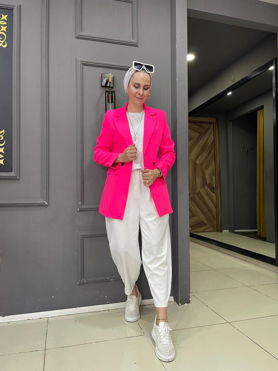 Blazer Ceket Neon Pembesi