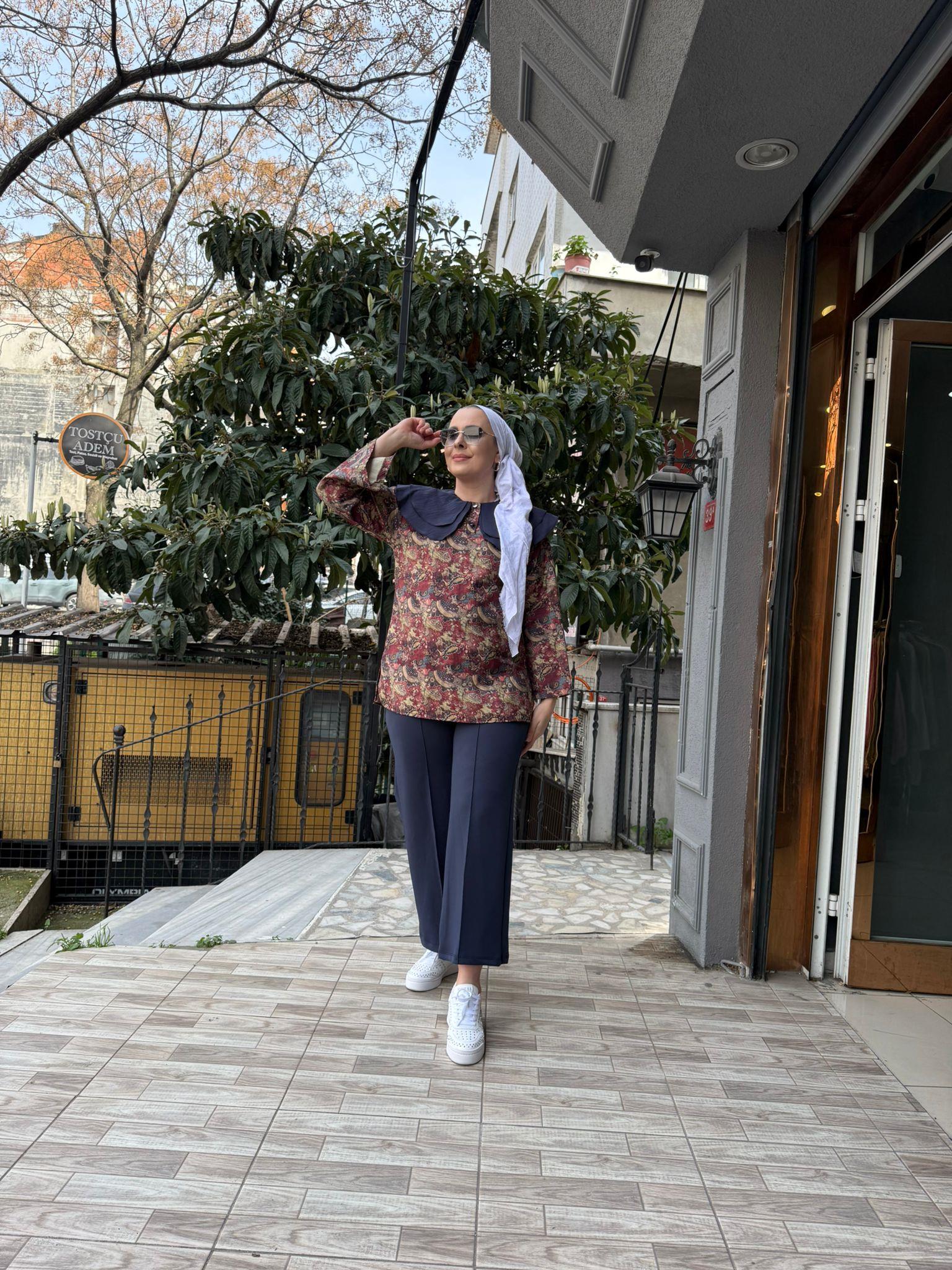 Bordo Desen Kapitone Tunik