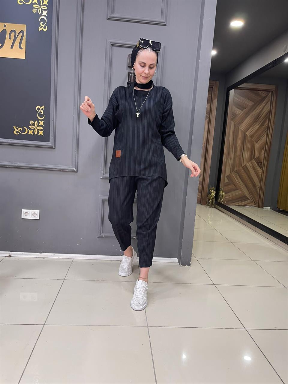 Bürümcük Şalvar Takım Siyah