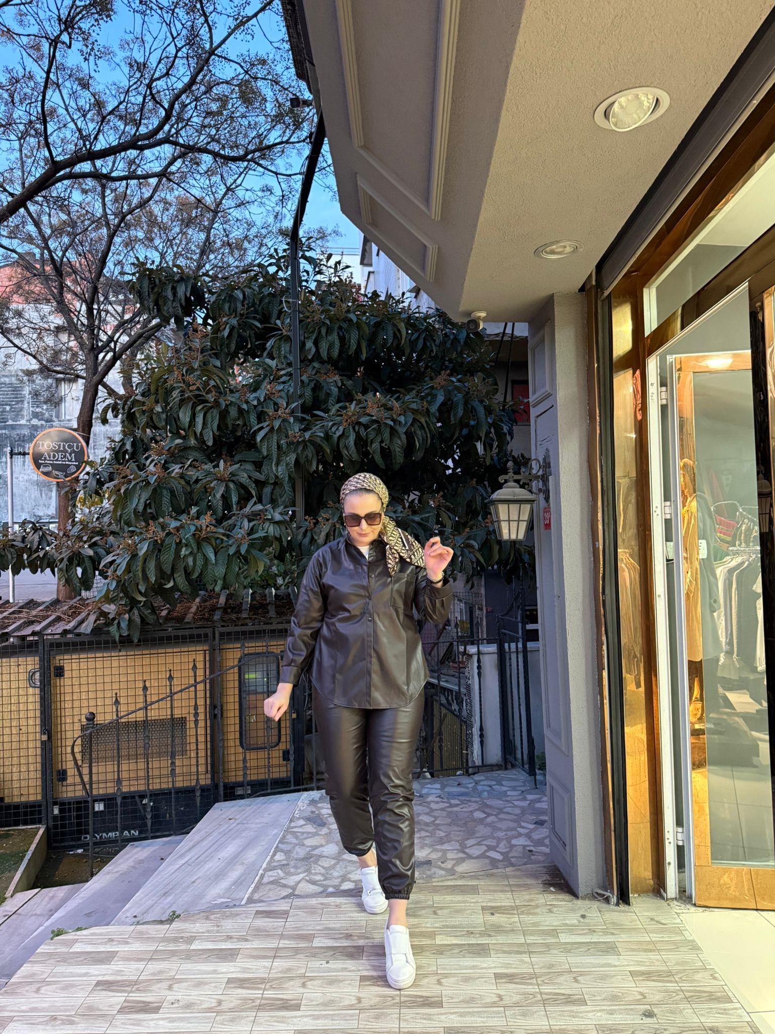 Deri Gömlek Kahverengi