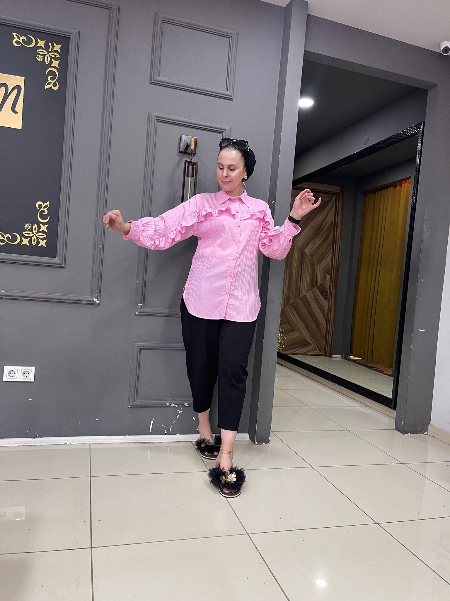 Fırfırlı Gömlek Pembe