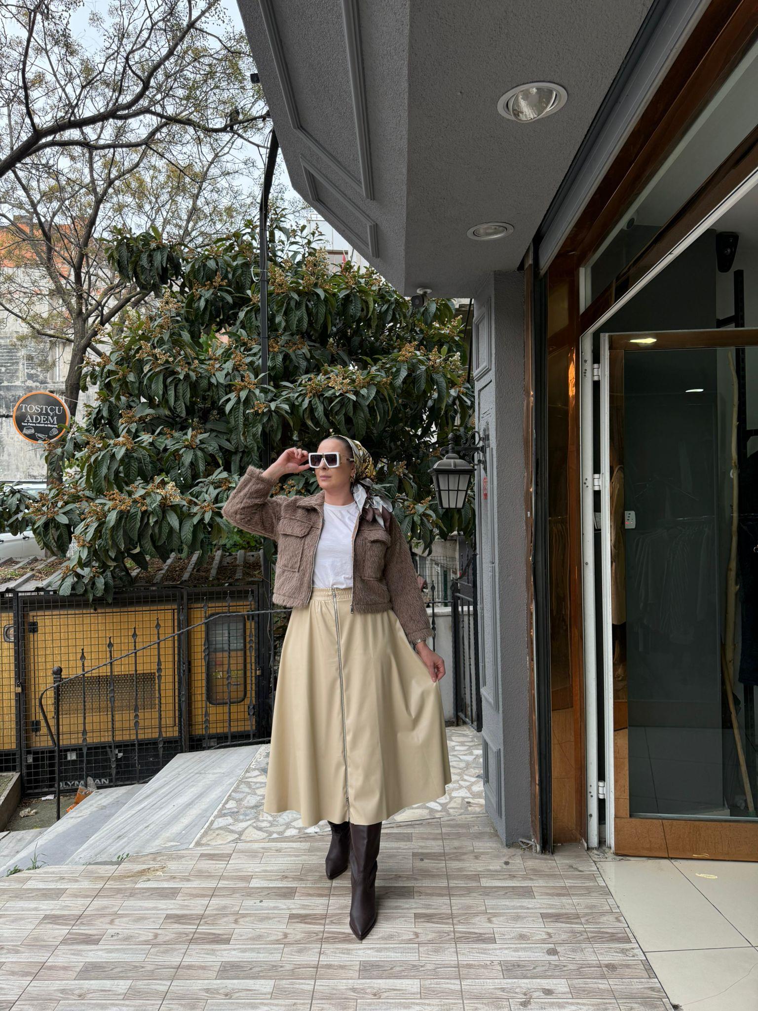 Kısa Kürk Ceket Vizon