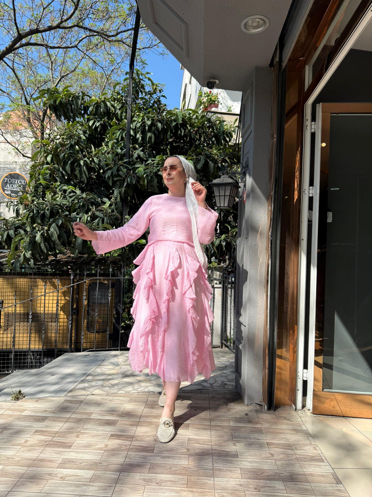 Lilyum Etekli Takım Pembe