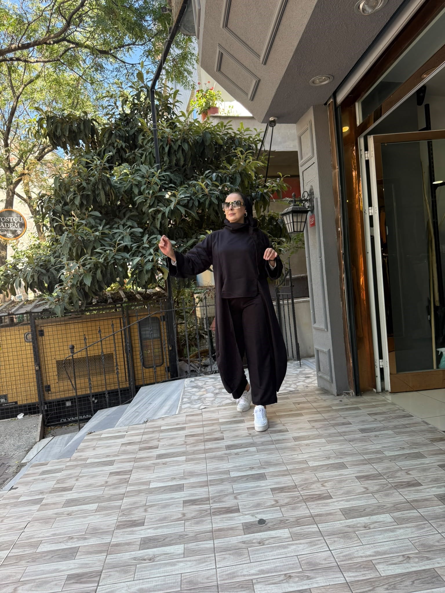 Nubuk Asimetrik Takım Siyah