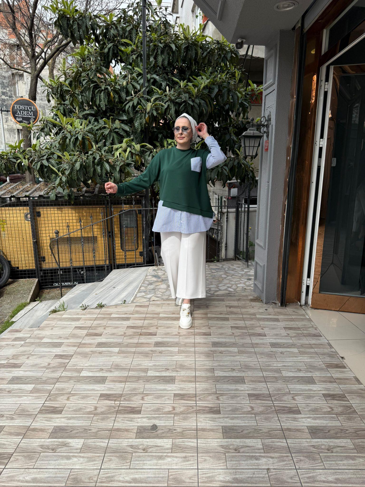 Oysh Gömlekli Sweat Yeşil