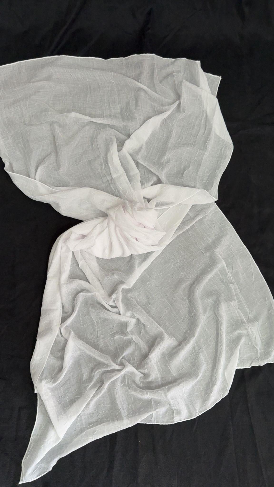 Pamuk Krinkıl Şal Beyaz