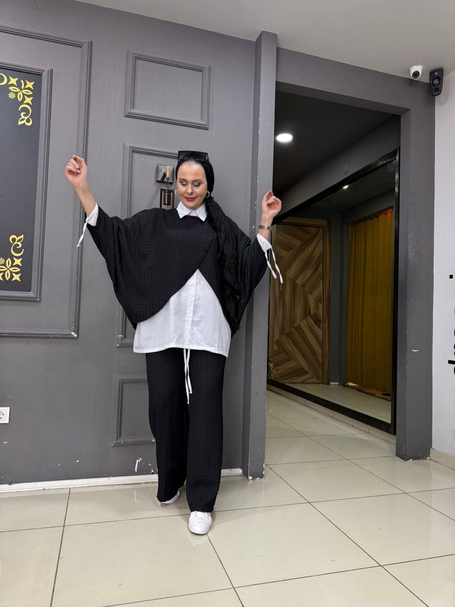 Panama Örme Kumaş 2'li Takım Siyah