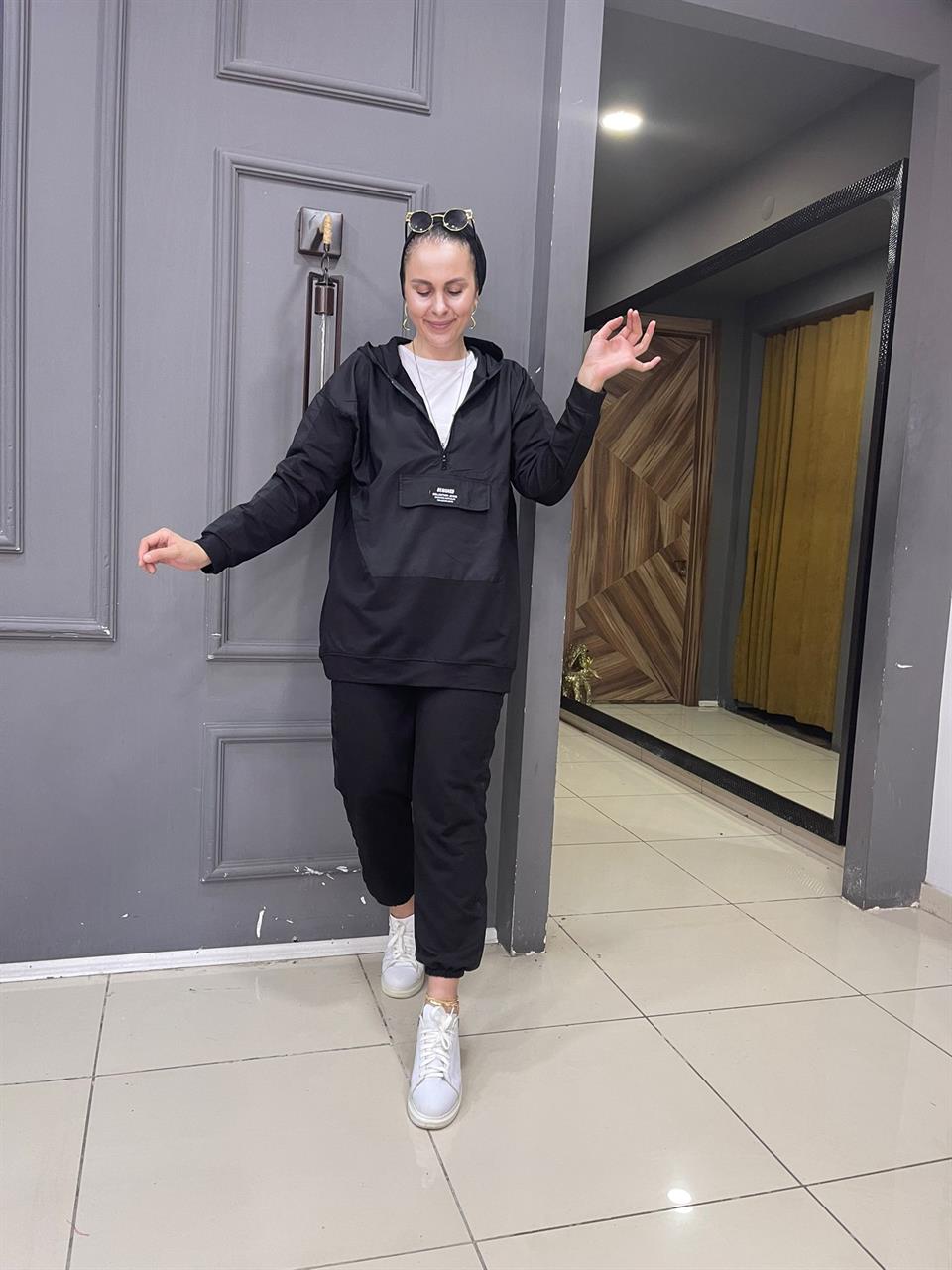 Paraşütlü Siyah Eşofman Takım