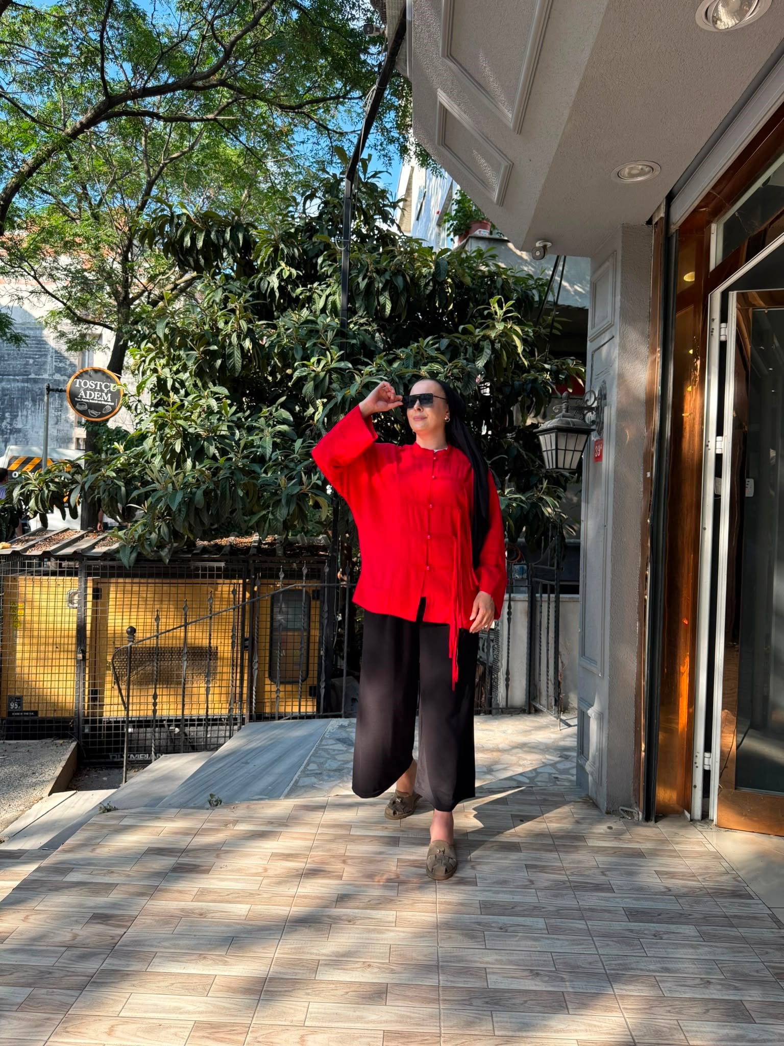 Püsküllü Kimono Kırmızı