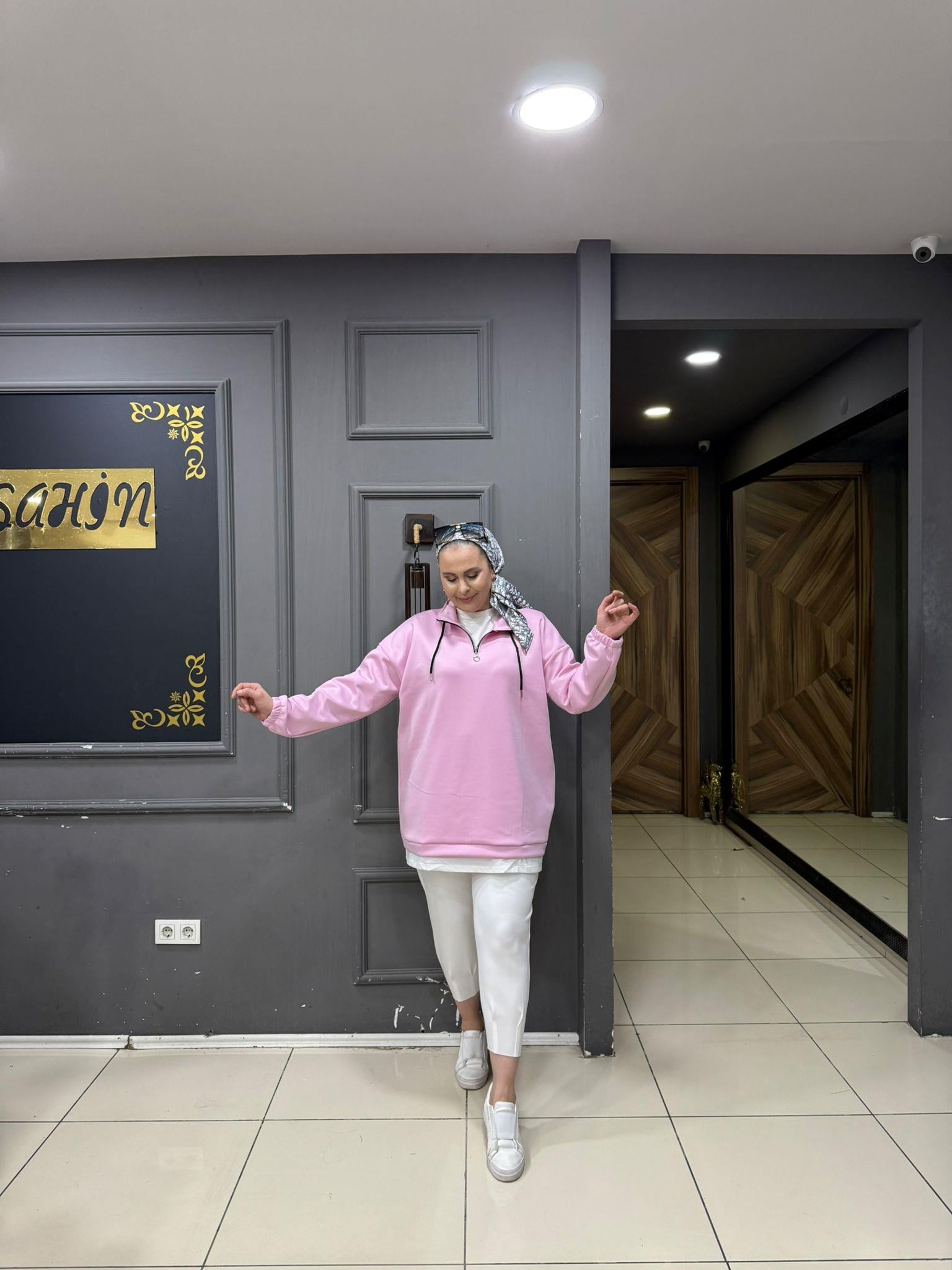 Scuba İçlikli Sweat Pembe