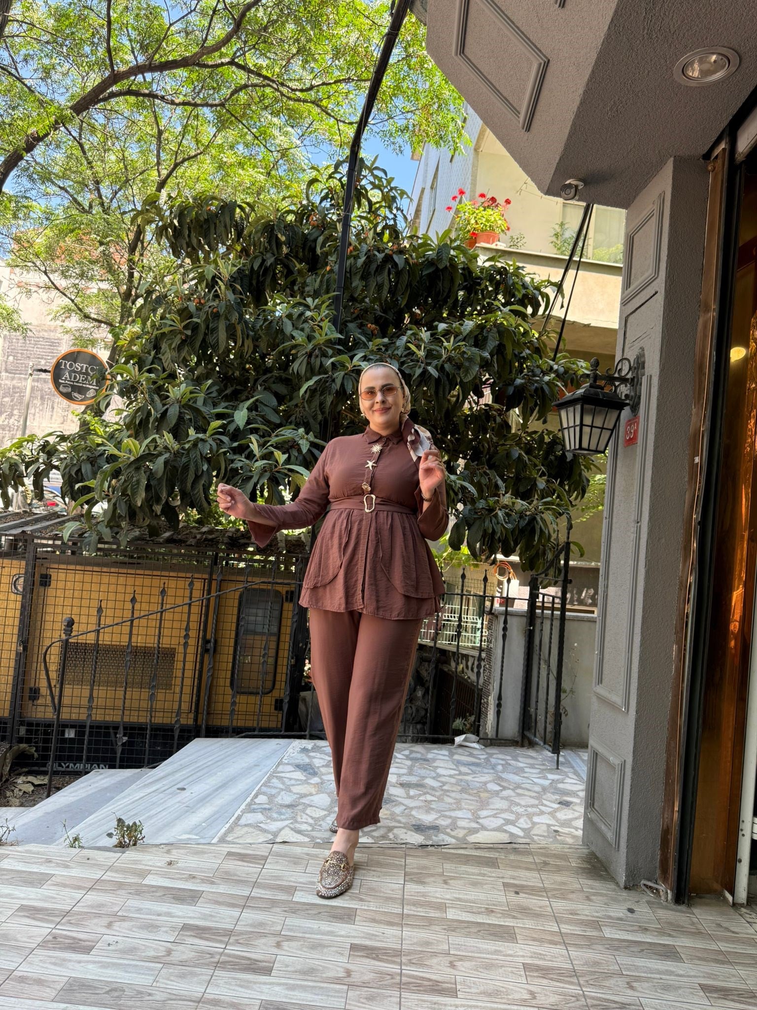Tül Modal Yıldız Takım Kahve