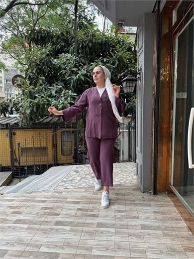 Kimonolu Tensel Takım Mürdüm