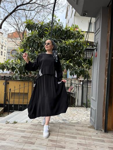 Şalvar Etekli Takım Siyah