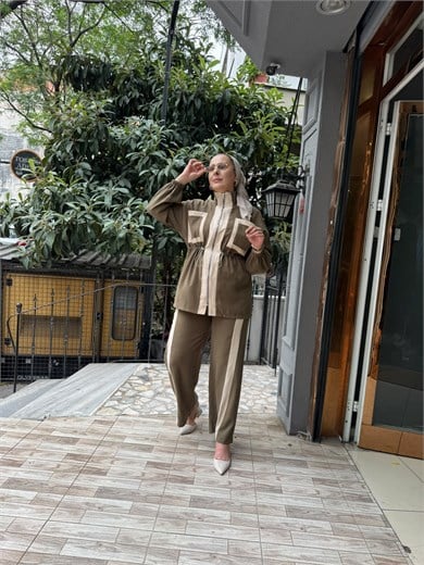 Trend Cep Detay Tensel Takım Haki