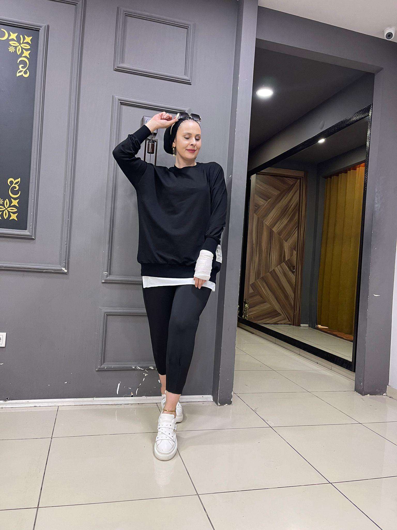 Arka Fermuar Detaylı Sweat Siyah