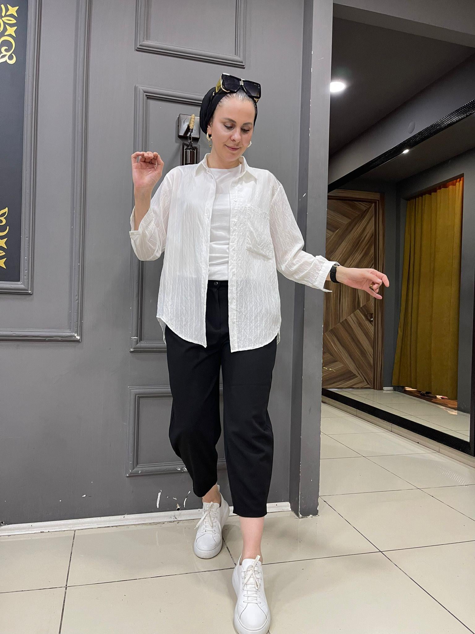 Armülü Gömlek Beyaz