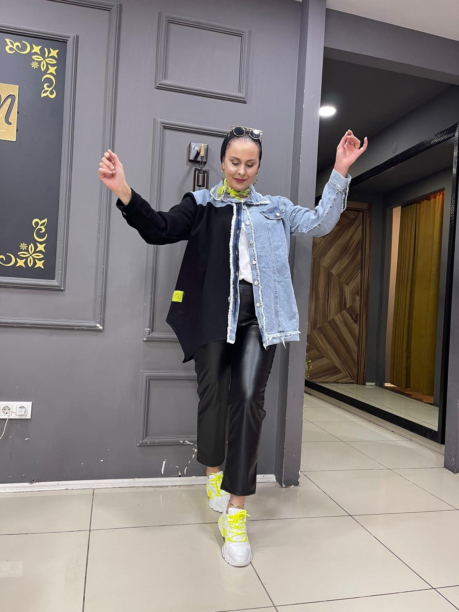 Asimetrik Kot Ceket Siyah