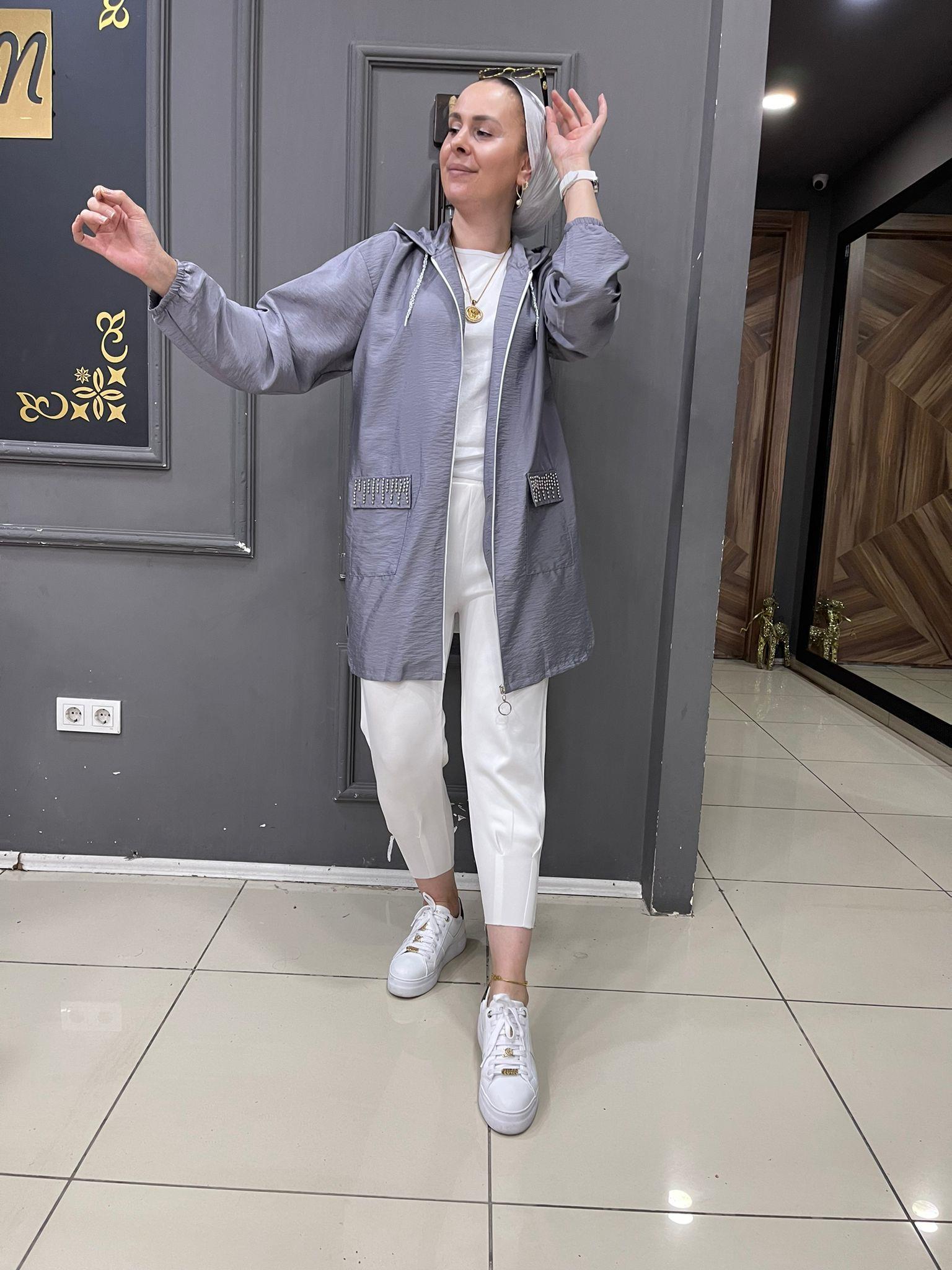 Bodrum Kumaş Taşlı Kap Gri