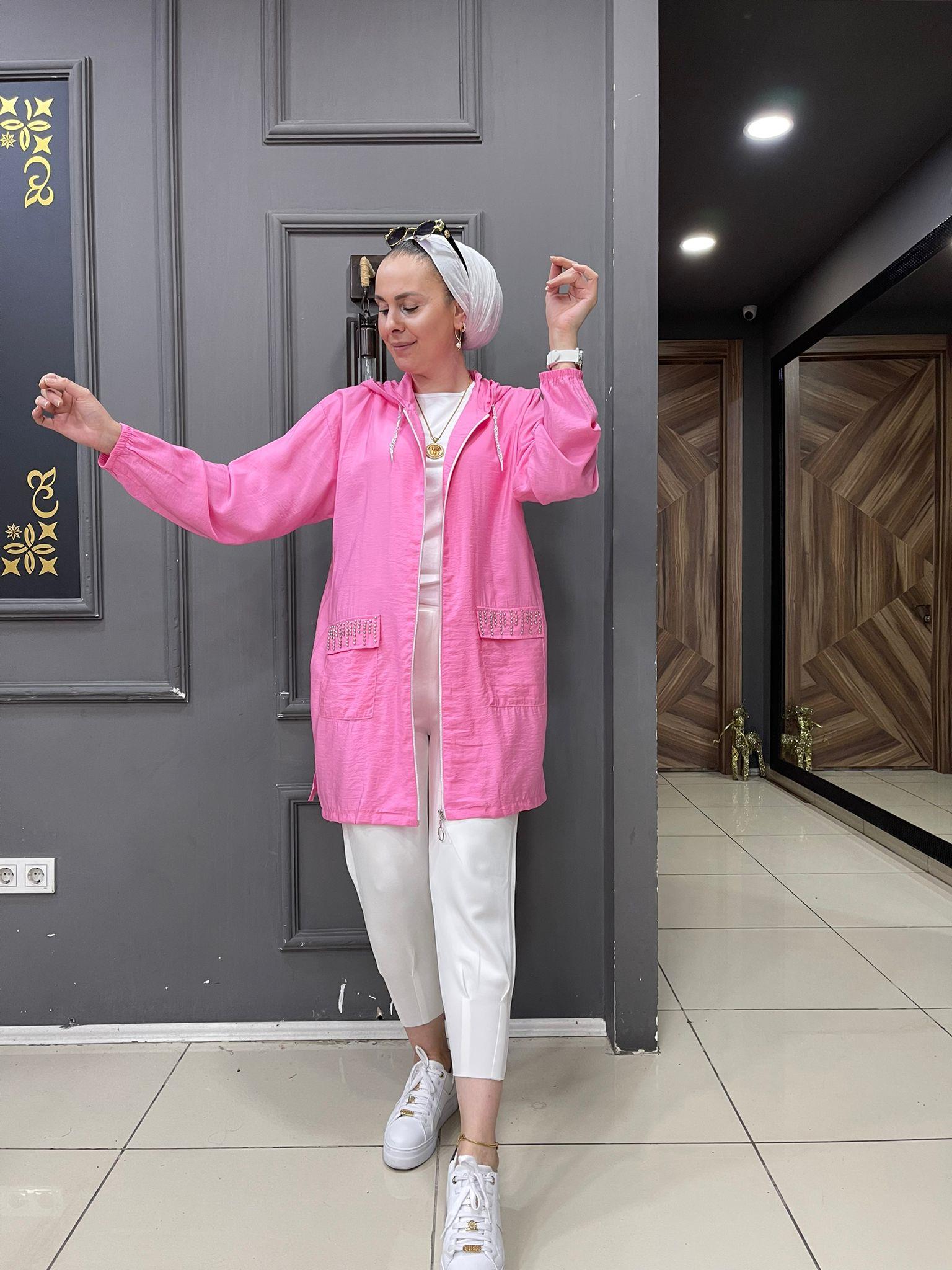 Bodrum Kumaş Taşlı Kap Pembe