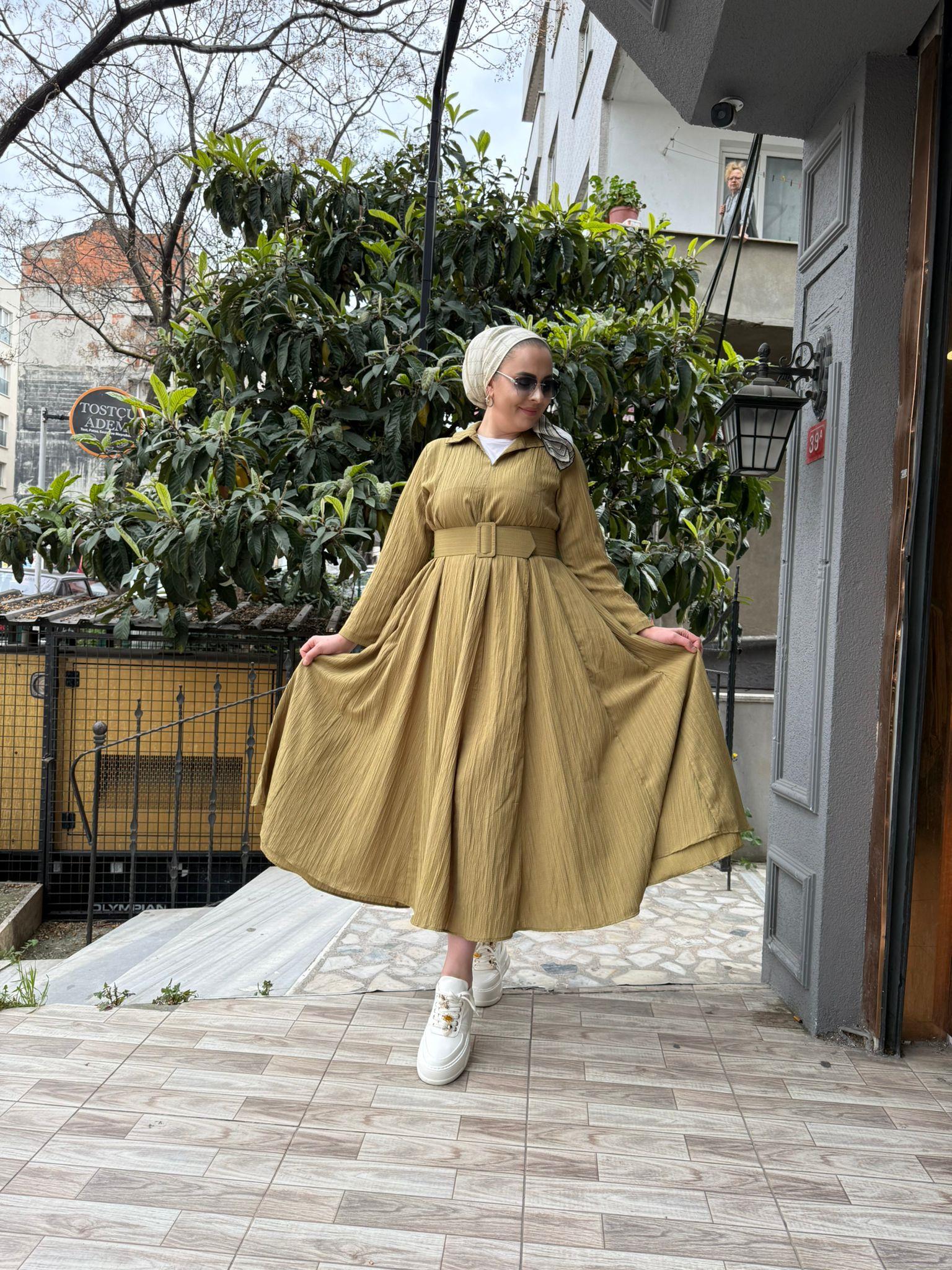 Bürümcük Elbise Yağ Yeşili