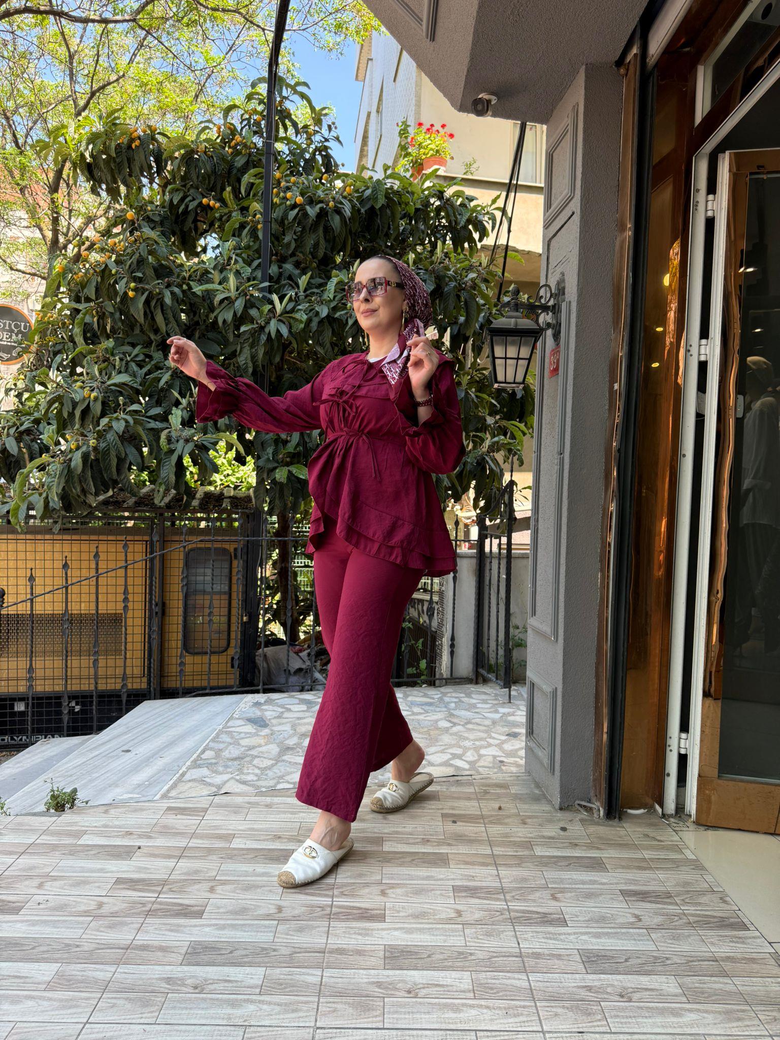 Fır Fır Detaylı Takım Bordo