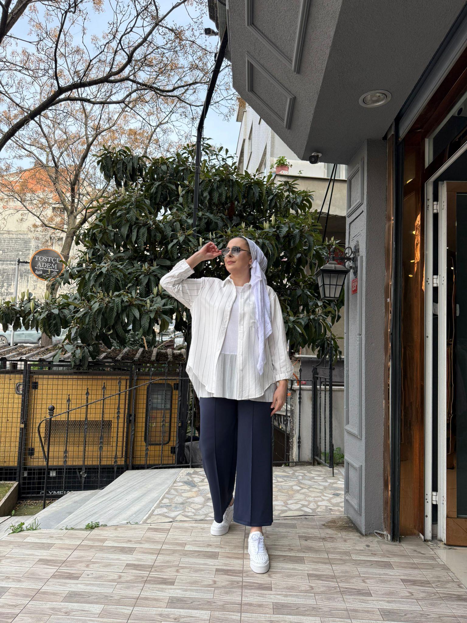 Gri Çizgi Modal Gömlek