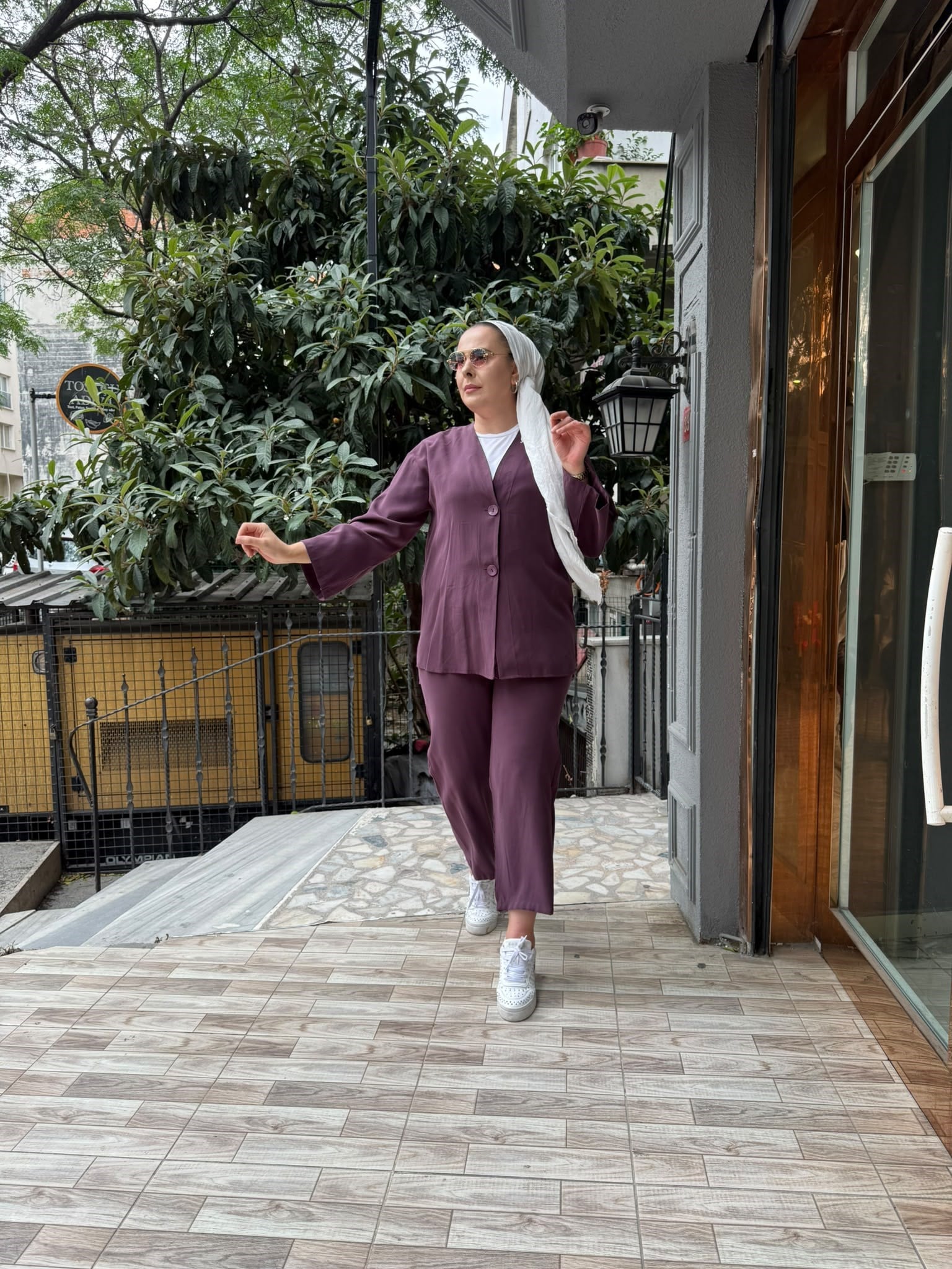 Kimonolu Tensel Takım Mürdüm