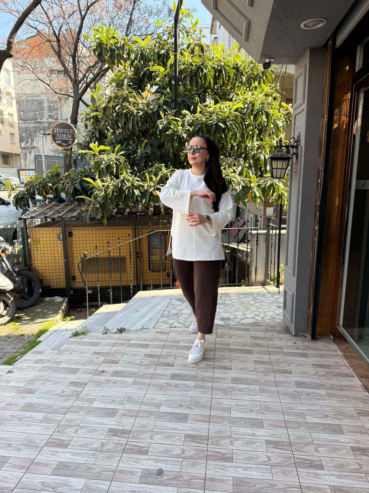 Kol Detaylı Badi Beyaz