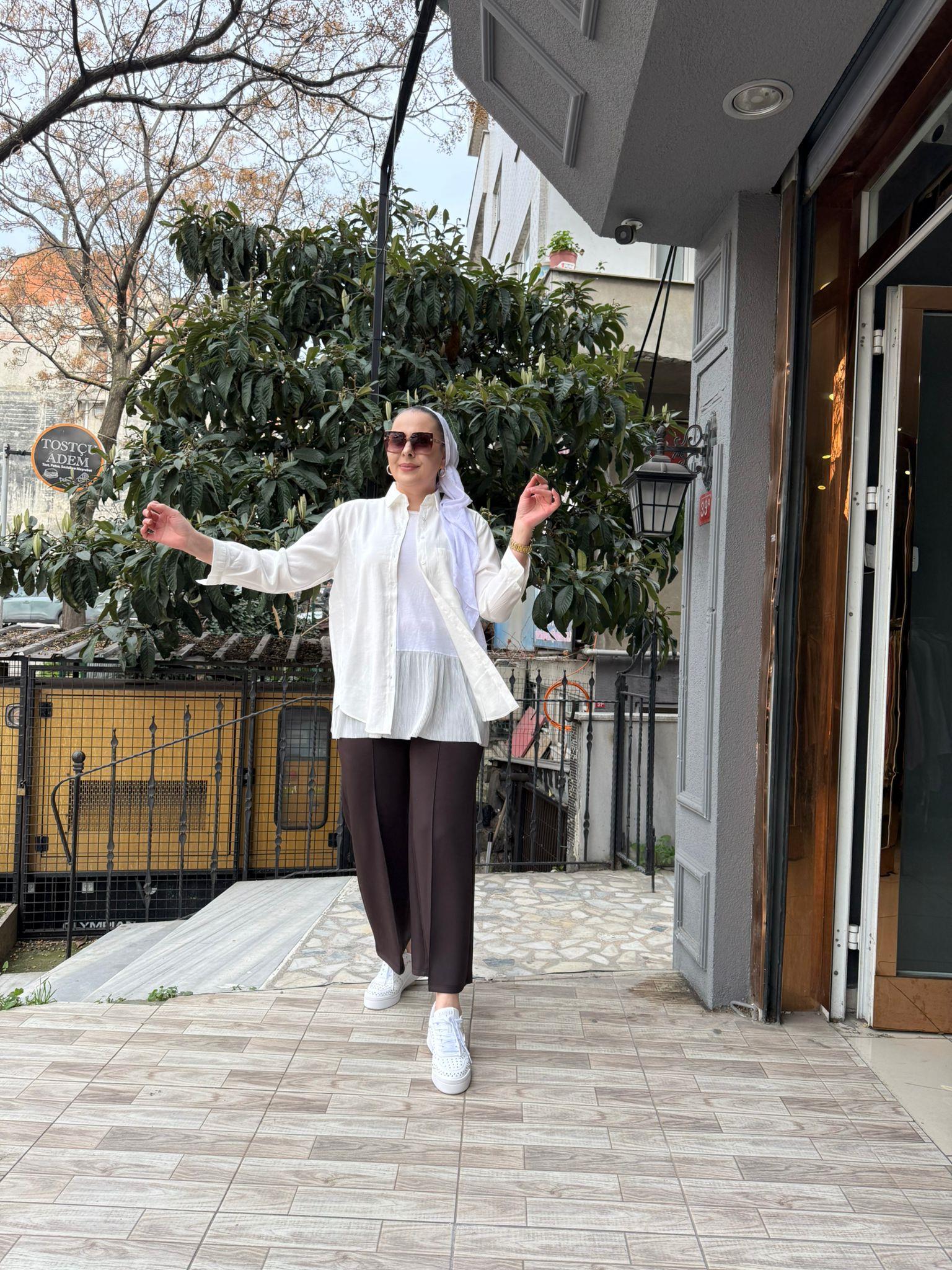 Modal Düz Gömlek Ekru