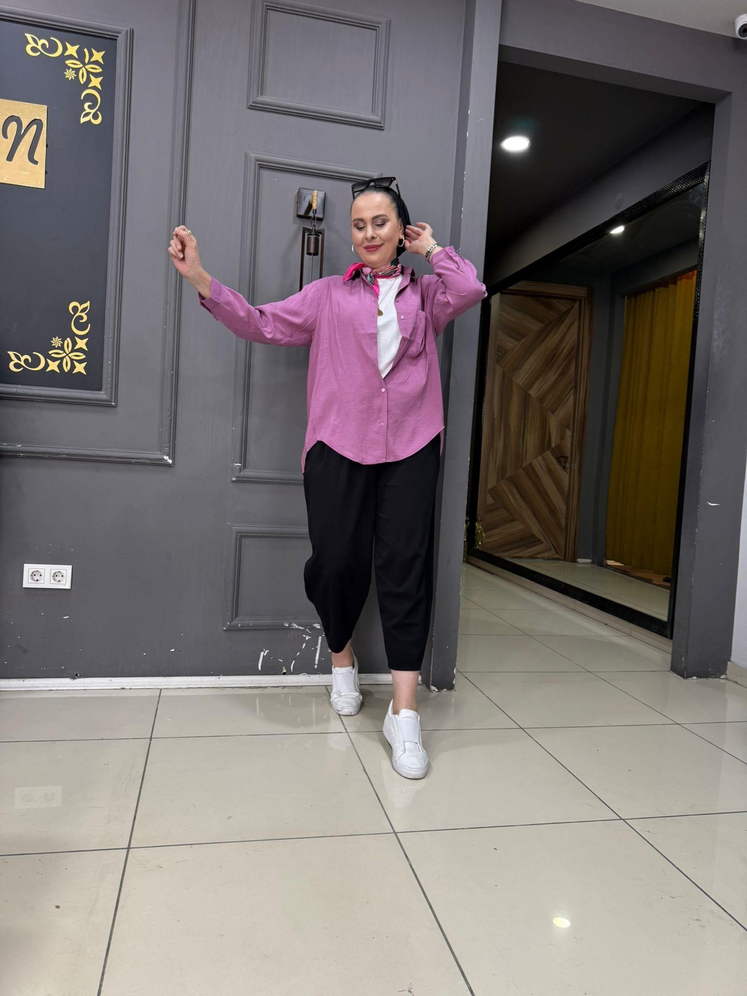 Modal Düz Gömlek Mürdüm