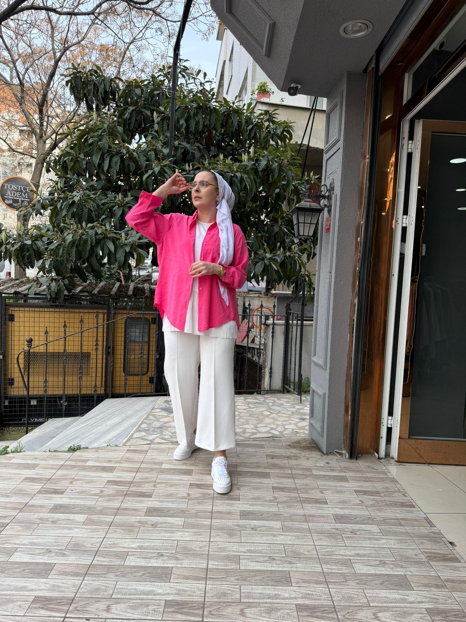 Modal Düz Gömlek Pembe