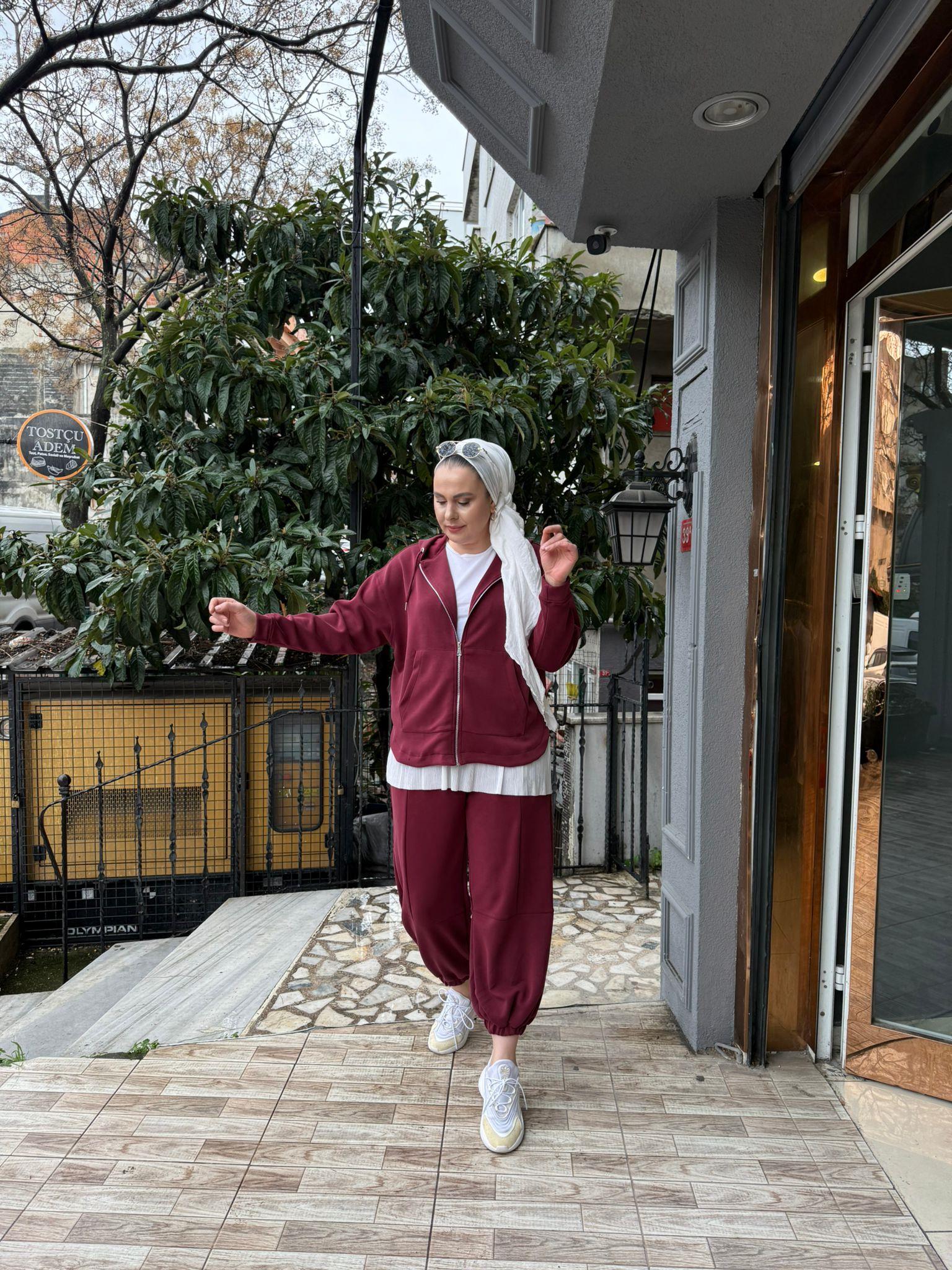 Modal Şalvar Takım Bordo