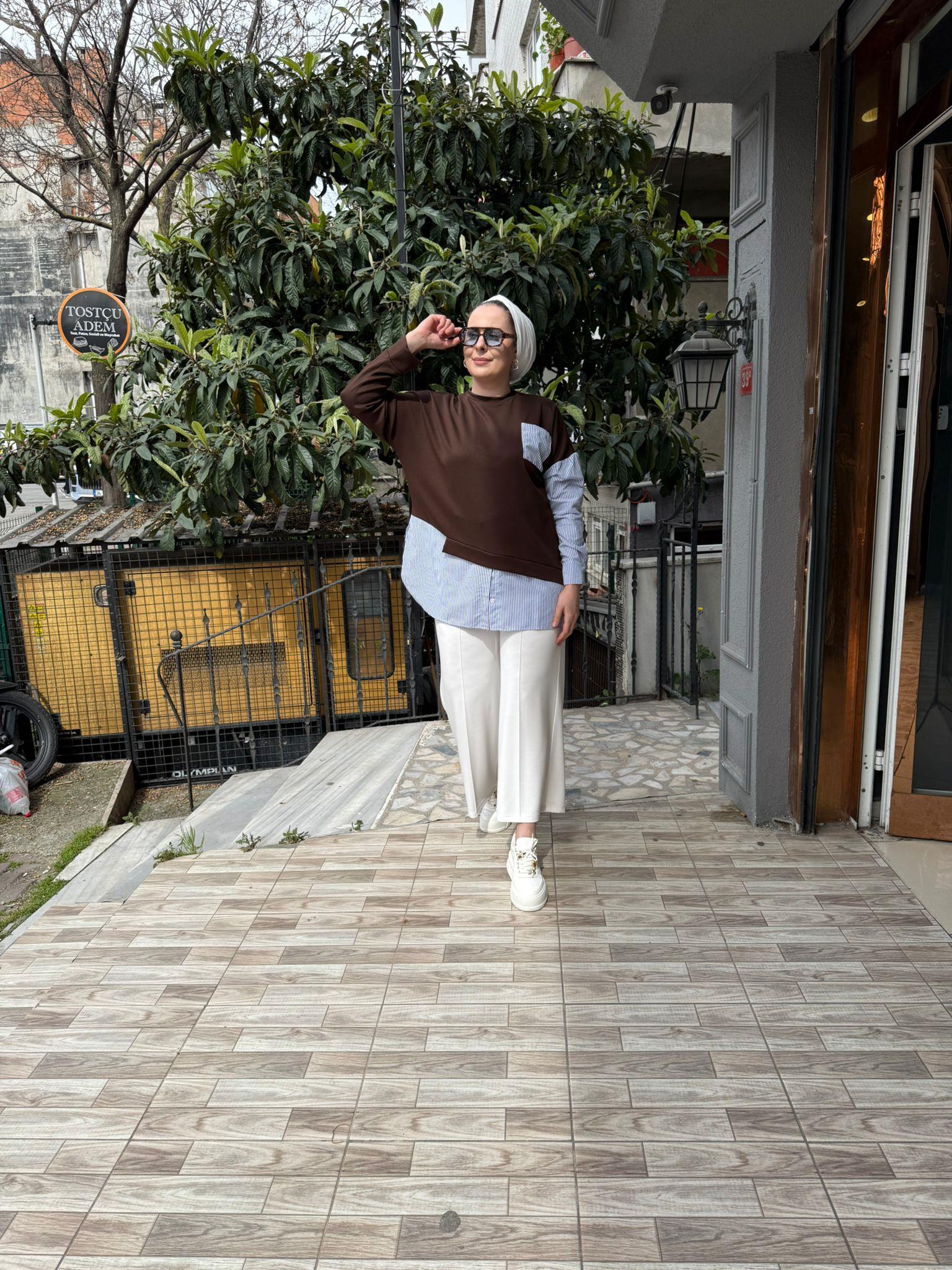 Oysh Gömlekli Sweat Kahve