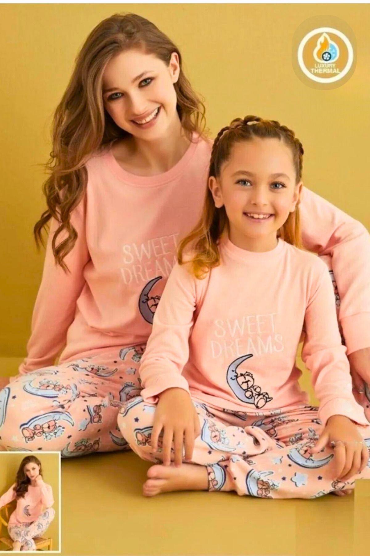 Anne-Kız Kombin Pamuklu Termal Pijama Takımı (Ayrı Satılır)