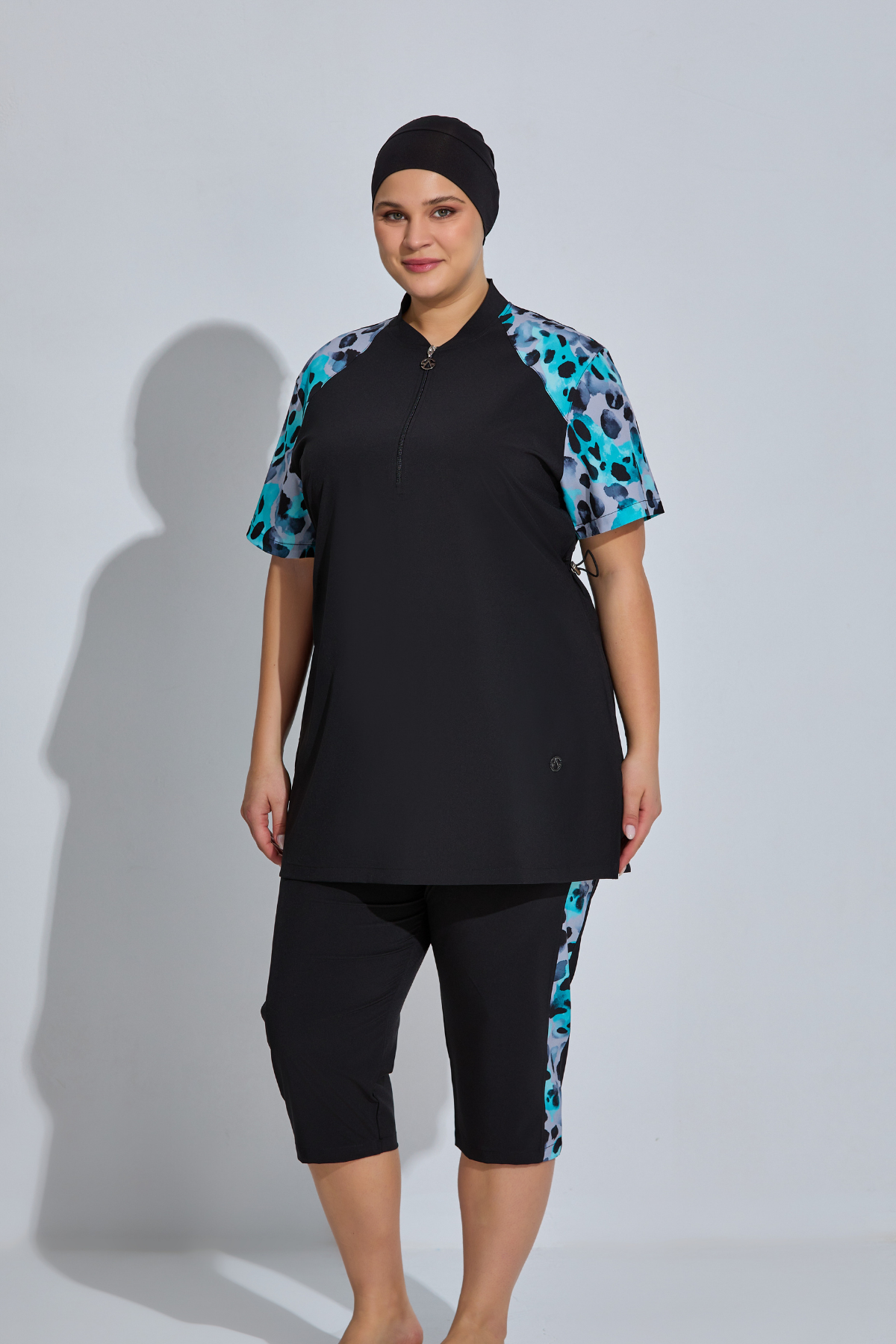 Büyük Beden Tesettür Mayo 3XL-6XL Yarı Kapalı Kısa Kollu 4'lü Set