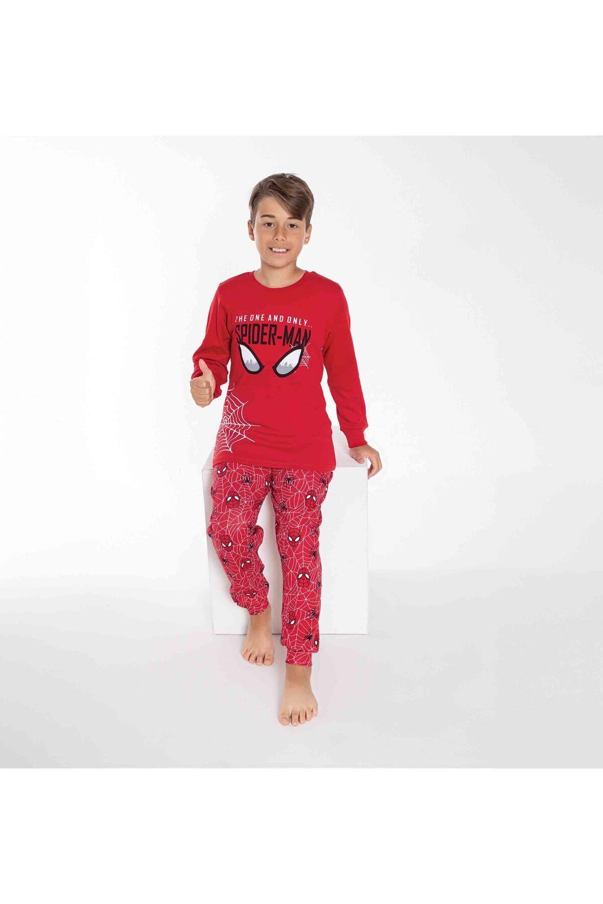 Erkek Çocuk Spiderman Desenli Pamuklu Pijama Takımı