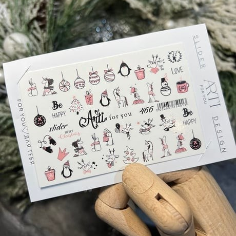 Arti 466 Yılbaşı Temalı Nail Art Sticker - Profesyonel Su Transfer Tırnak Süsleme